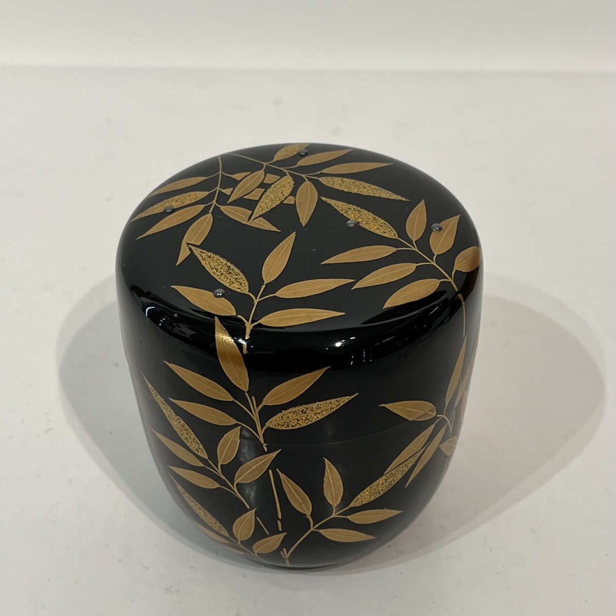 Natsume boîte à thé laquée feuilles de bambou - Japon-photo-1