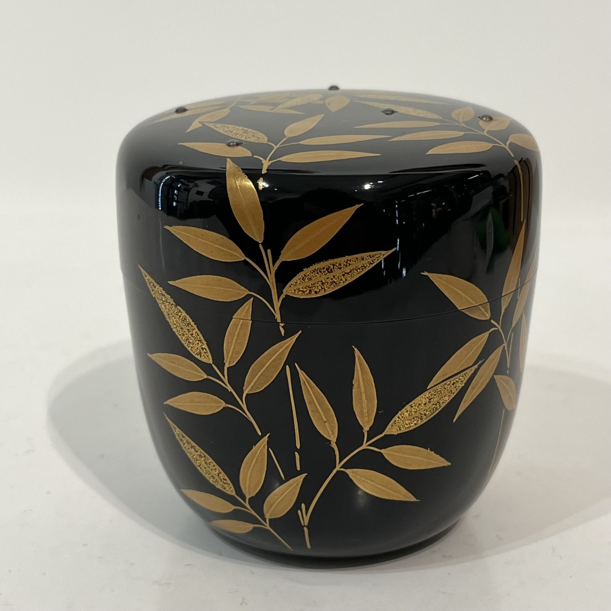 Natsume boîte à thé laquée feuilles de bambou - Japon-photo-2
