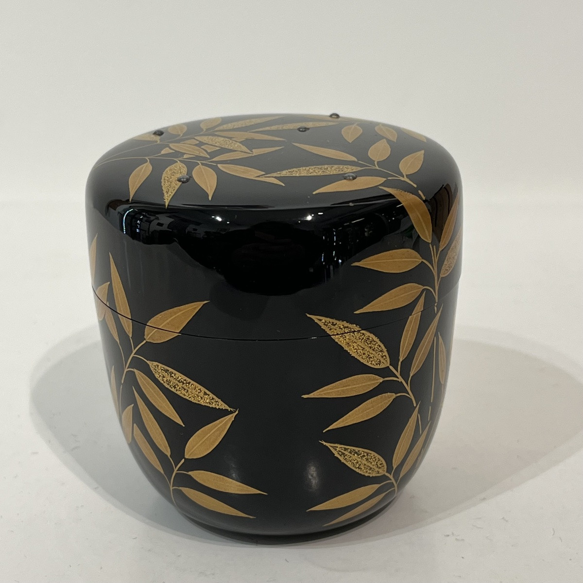 Natsume boîte à thé laquée feuilles de bambou - Japon-photo-3