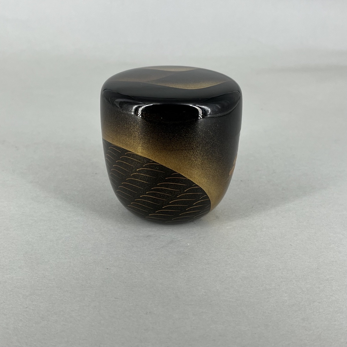 Natsume boîte à thé laquée pins et flots - Japon-photo-4