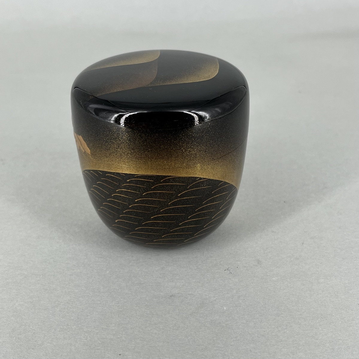 Natsume boîte à thé laquée pins et flots - Japon-photo-3