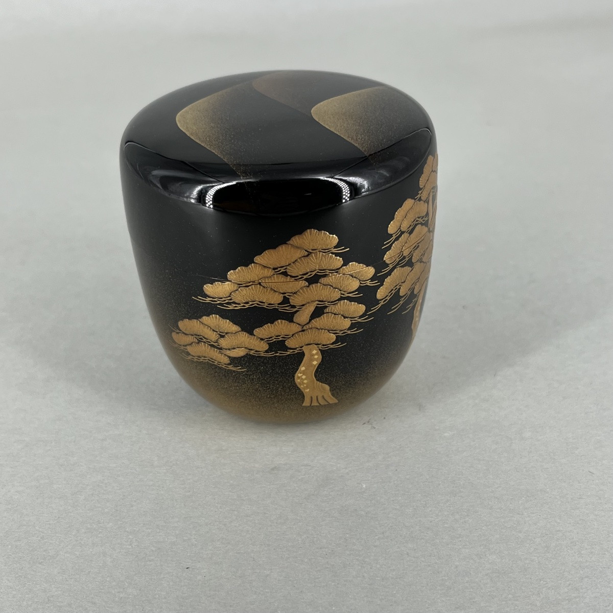 Natsume boîte à thé laquée pins et flots - Japon-photo-4