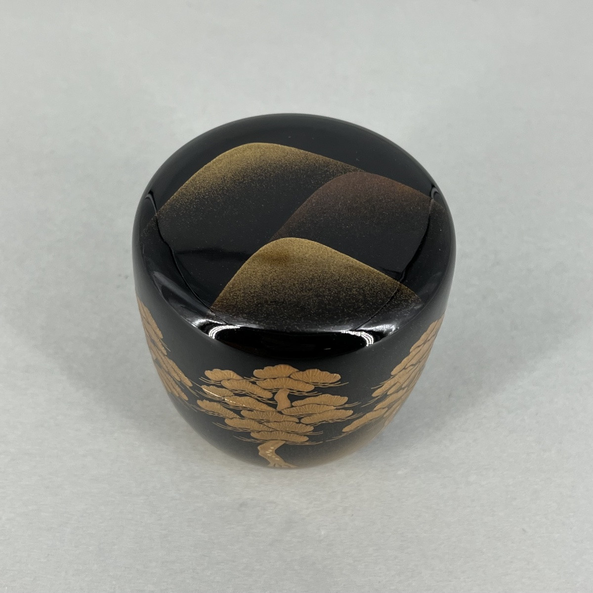 Natsume boîte à thé laquée pins et flots - Japon-photo-8