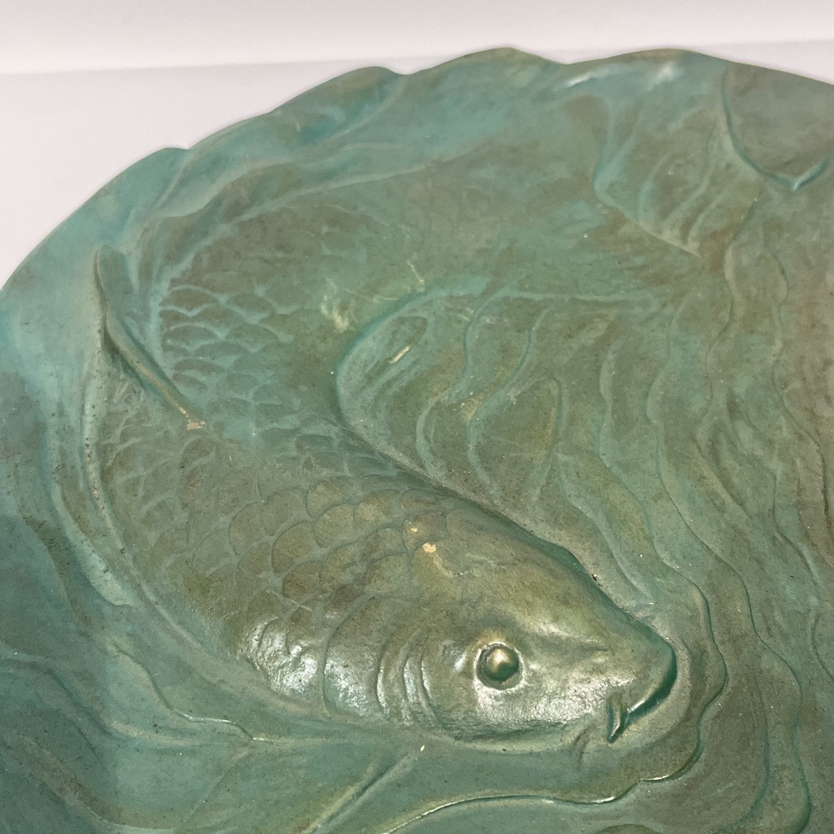 Plat en bronze japonais carpes koi - Japon-photo-1