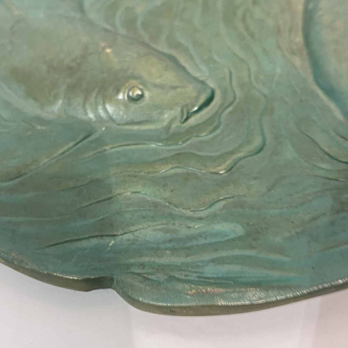 Plat en bronze japonais carpes koi - Japon-photo-2