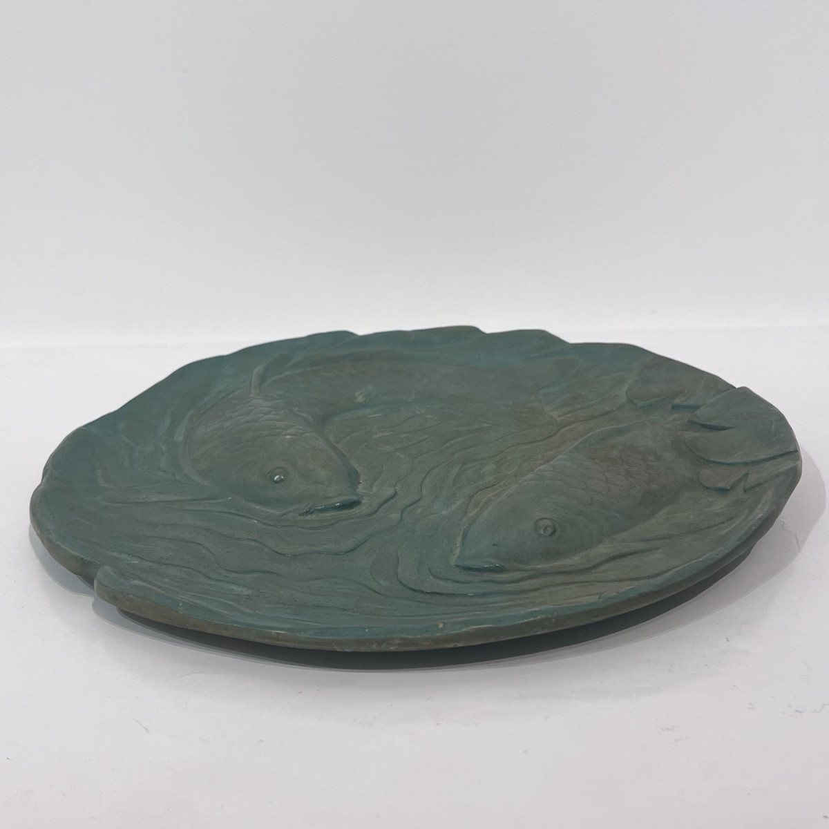 Plat en bronze japonais carpes koi - Japon-photo-4