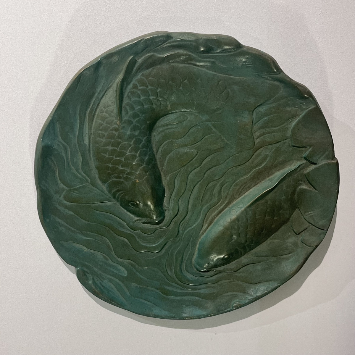 Plat en bronze japonais carpes koi - Japon-photo-7