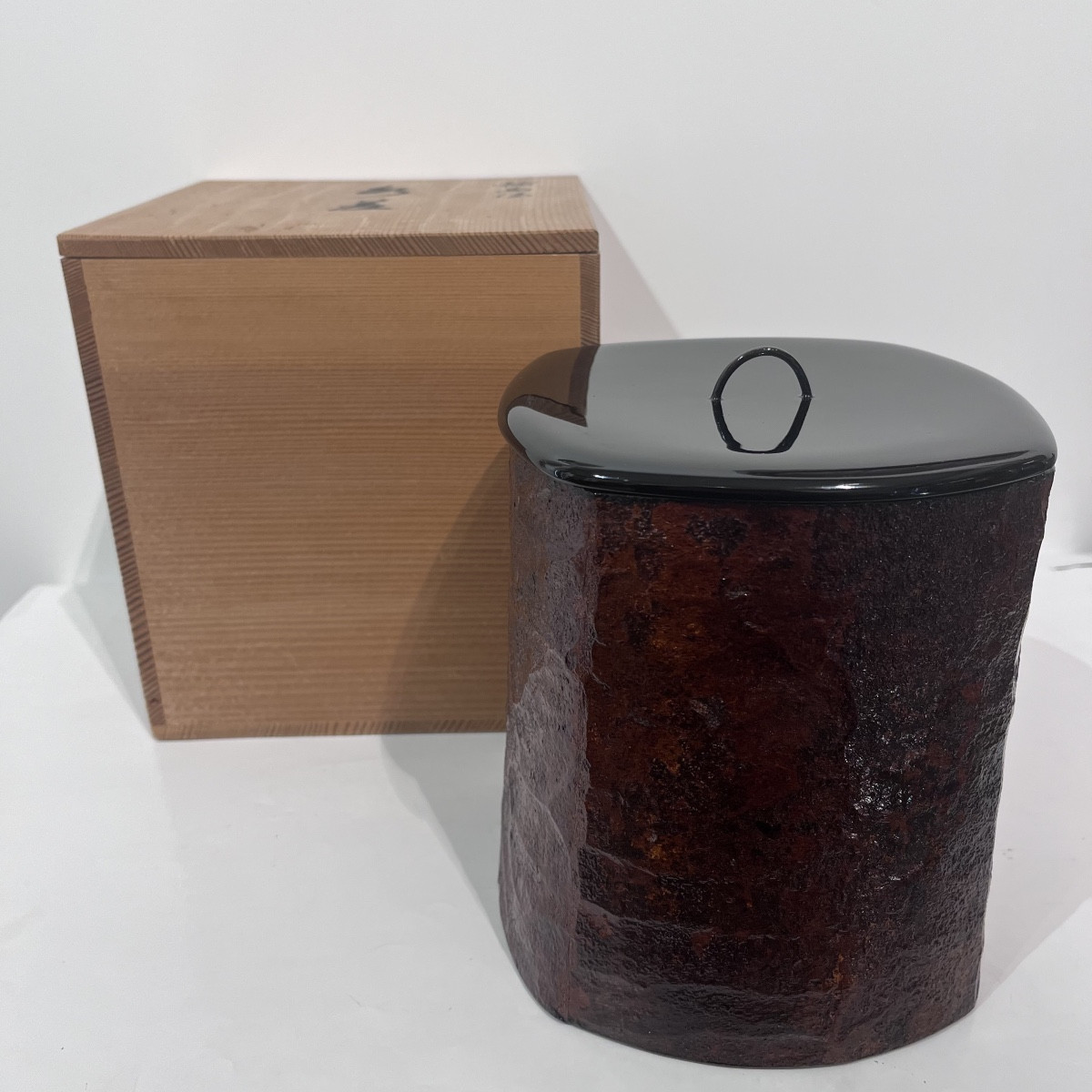 Mizusashi, pot à eau japonais, en laque de Wajima - Japon