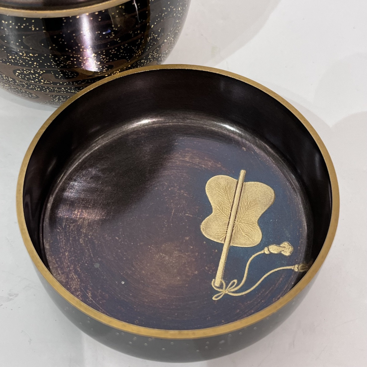 Natsume, boîte à thé laquée japonaise, chauve-souris - Japon -photo-4