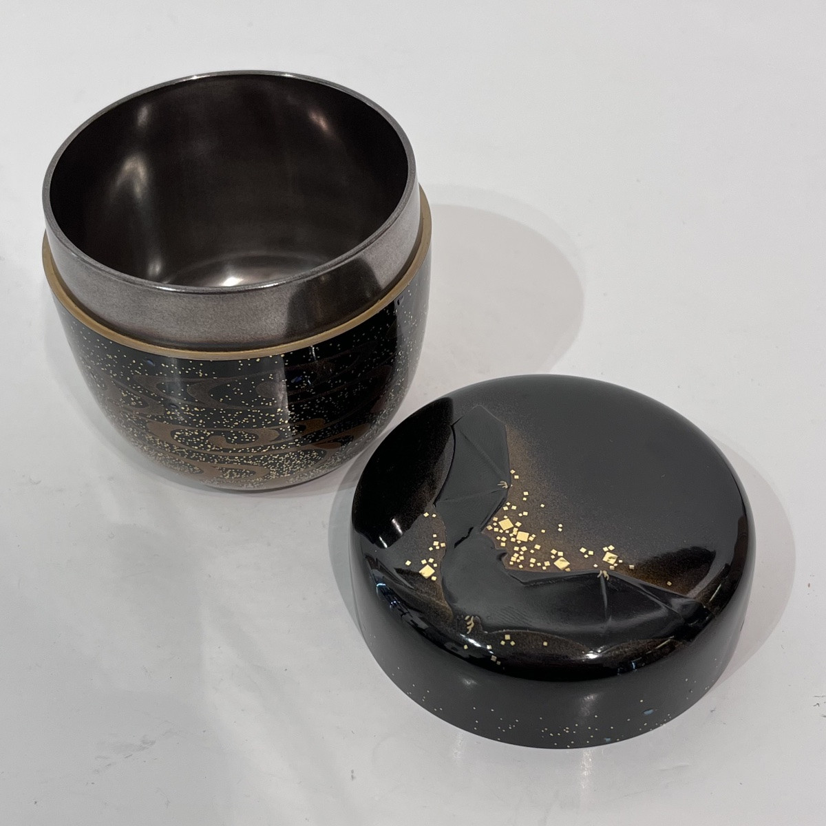 Natsume, boîte à thé laquée japonaise, chauve-souris - Japon -photo-5