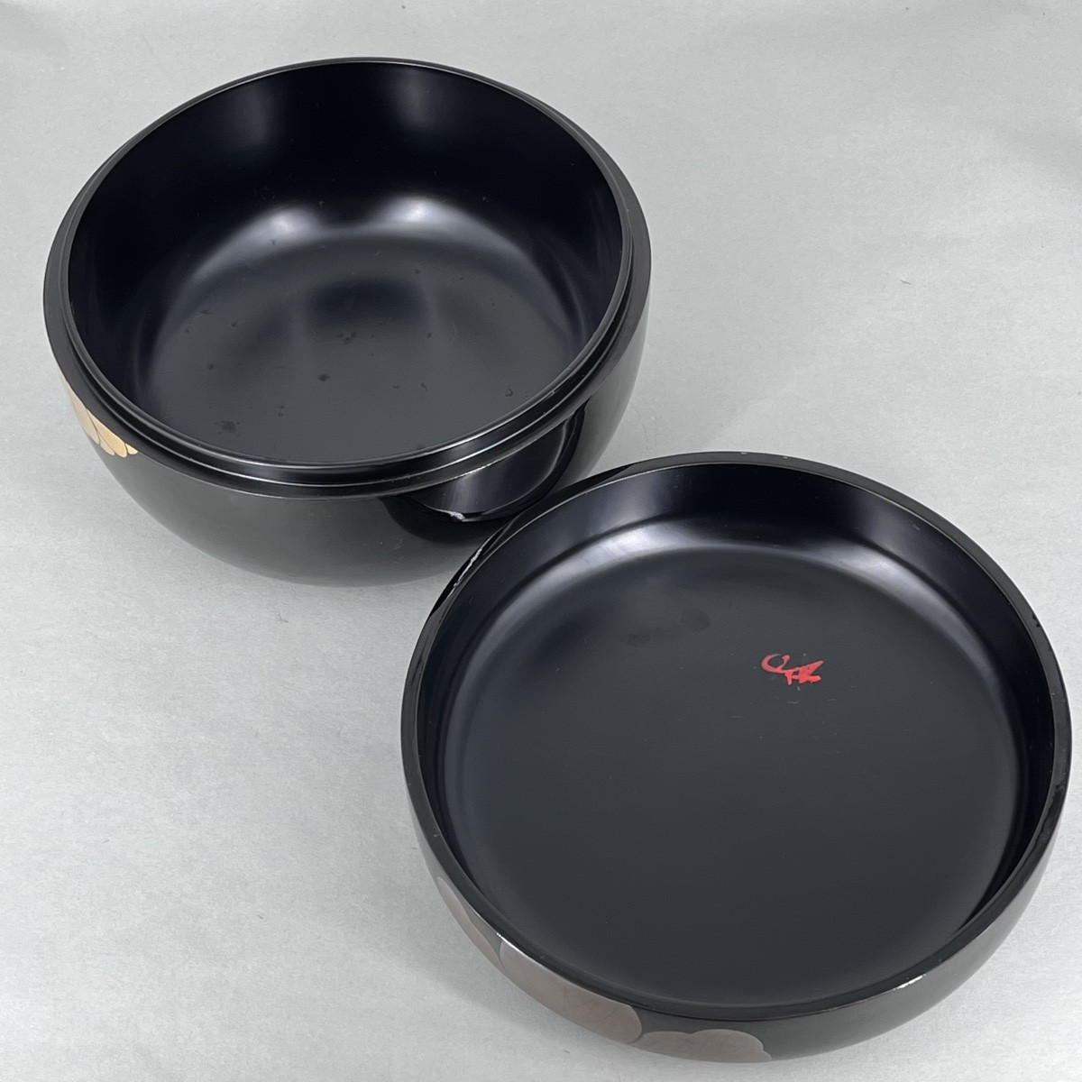 Boîte laquée japonaise kashiki Chrysanthème et Paulownia - Japon-photo-4