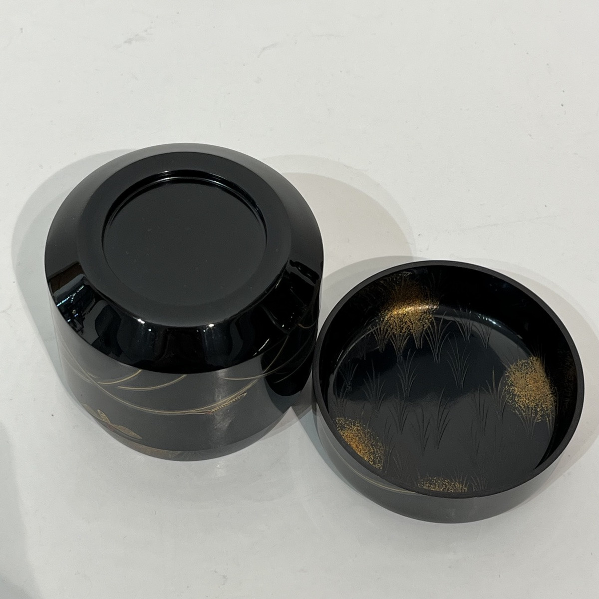 Natsume, boîte à thé en laque japonaise, lucioles - Japon-photo-2