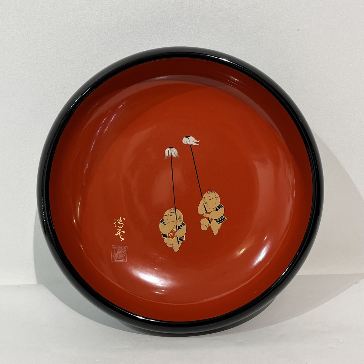 Japanese Goshoningyo Lacquer Bowl - Japan -photo-3