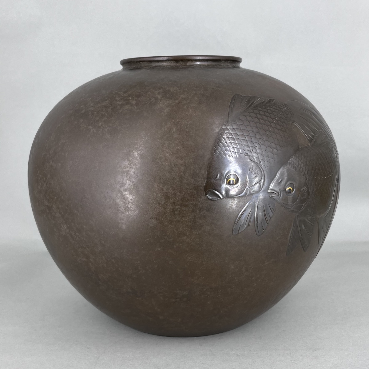 Japanese Bronze Vase With Goldfish - Japan-photo-3
