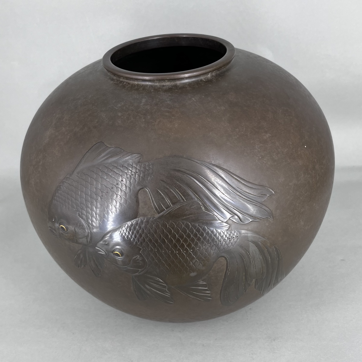 Japanese Bronze Vase With Goldfish - Japan-photo-4