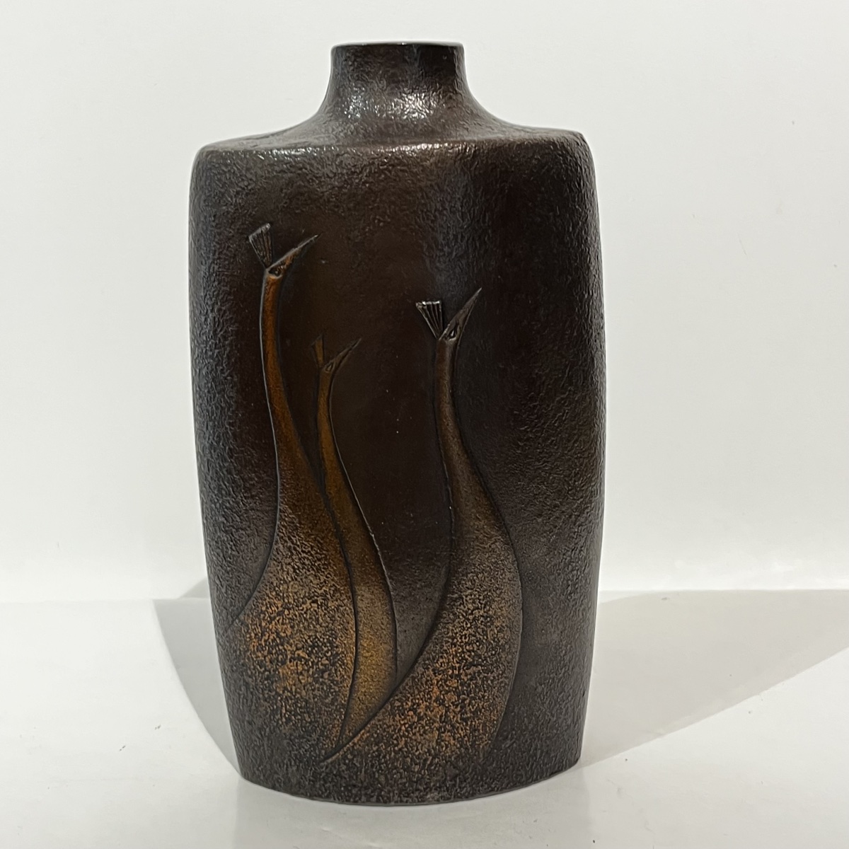 Japanese Bronze Vase With Cranes - Japan 