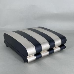 Japanese Striped Box Made Of Hammered Metal - Japan