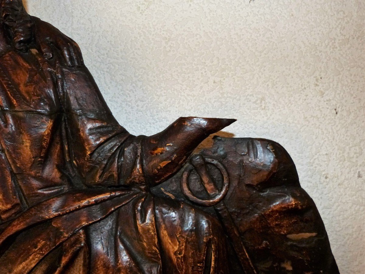 Panneau Sculpté Crèpe, La Foi Et l'Espérance Epoque 18ème-photo-4