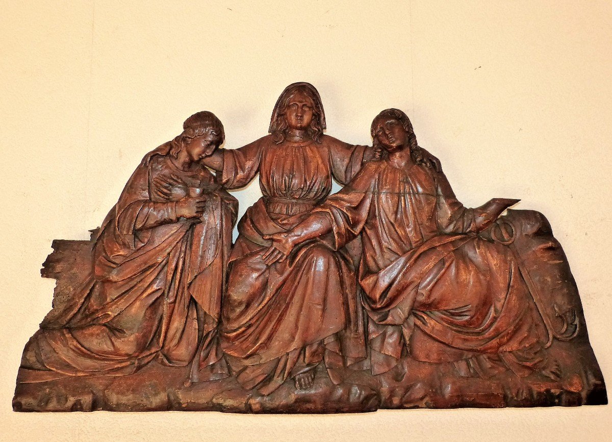 Panneau Sculpté Crèpe, La Foi Et l'Espérance Epoque 18ème