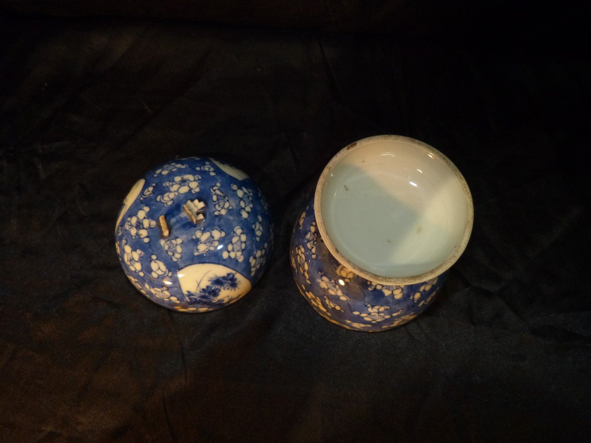 Boule à éponge En Porcelaine, Chine 18ème Bleu Et Blanc-photo-4