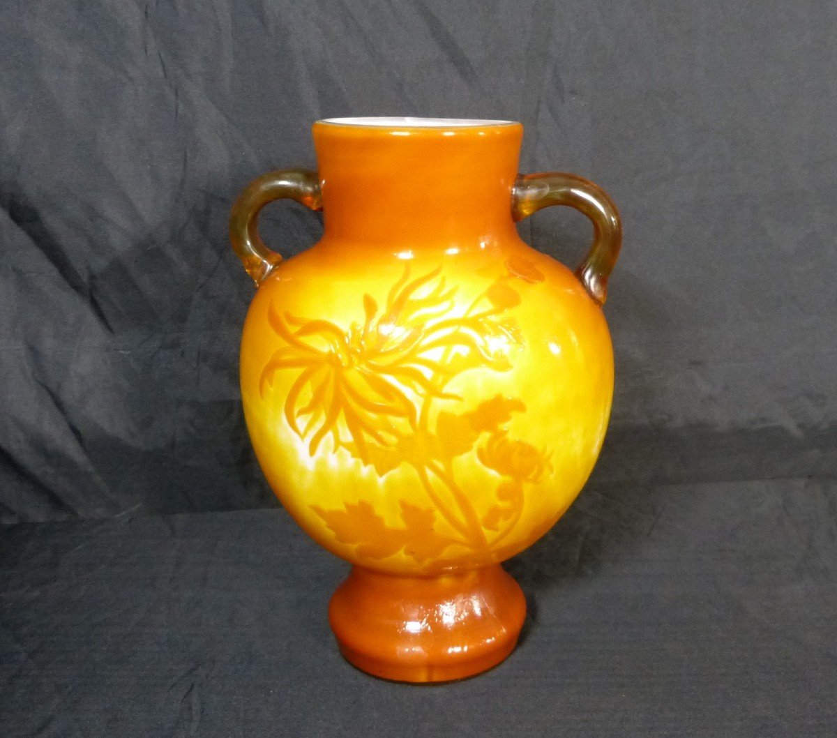 Emile Gallé Large Vase Chrysanthemums Cristallerie De Gallé Art Nouveau