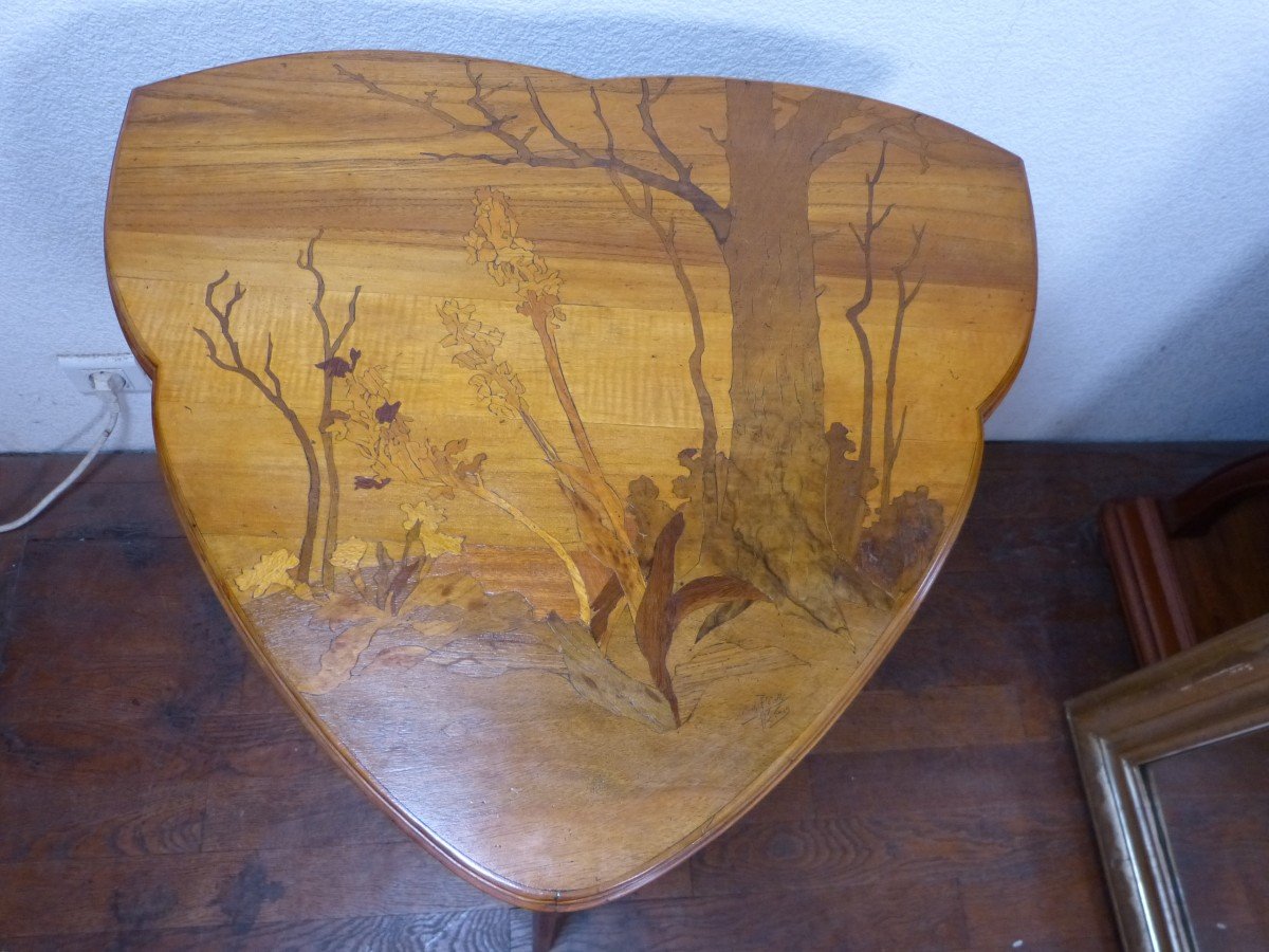 Emile Gallé , Table Guéridon Art Nouveau Aux Chardons-photo-2