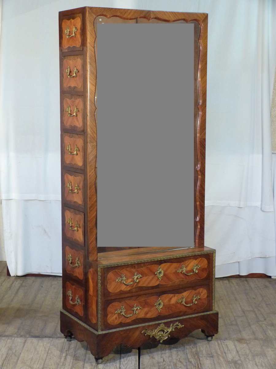 Small Marquetry Storage Cabinet With Drawers
