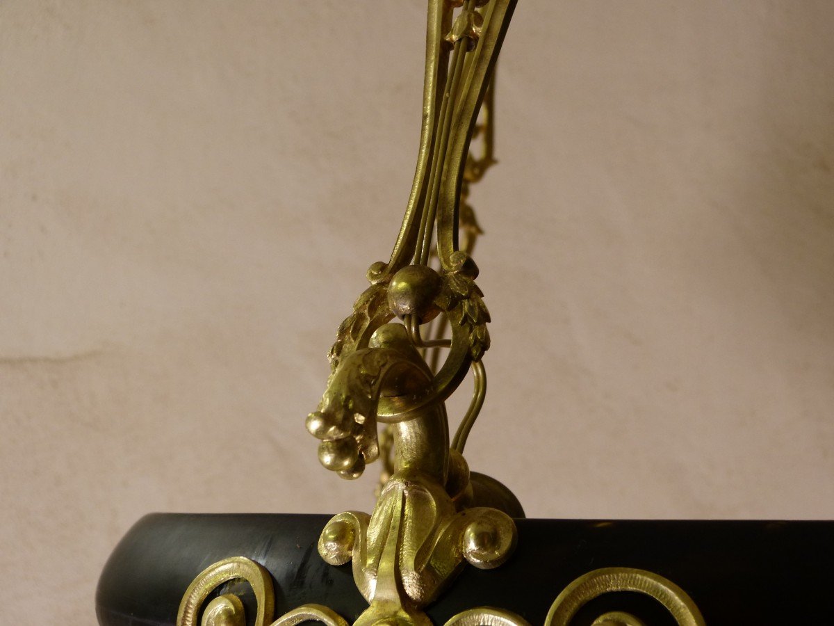 Daum Lustre Plafonnier Vasque Art Nouveau Gravé Peuplier-photo-4