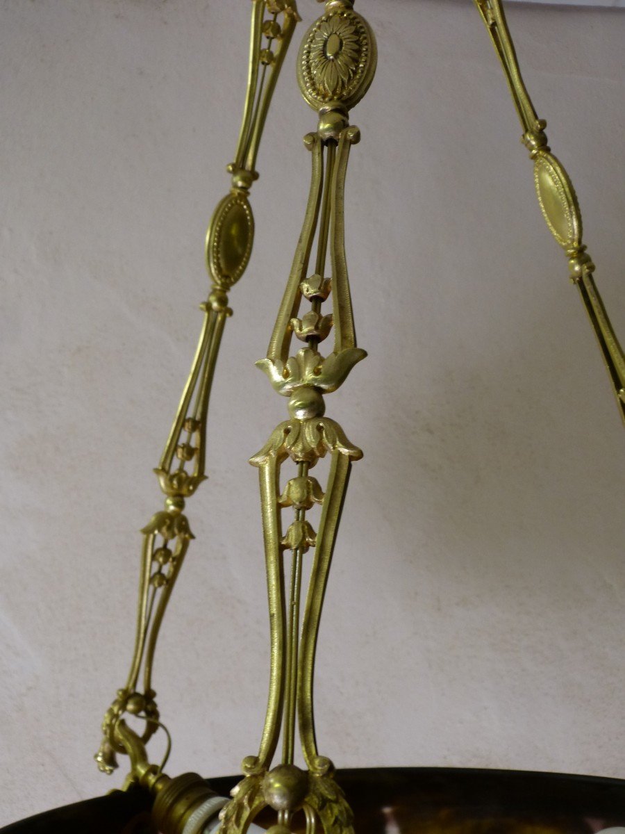 Daum Lustre Plafonnier Vasque Art Nouveau Gravé Peuplier-photo-5