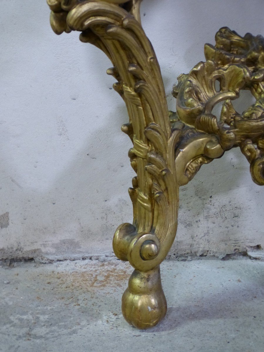 Console And Its Golden Wood Mirror Italy 18th H 274 Cm-photo-4