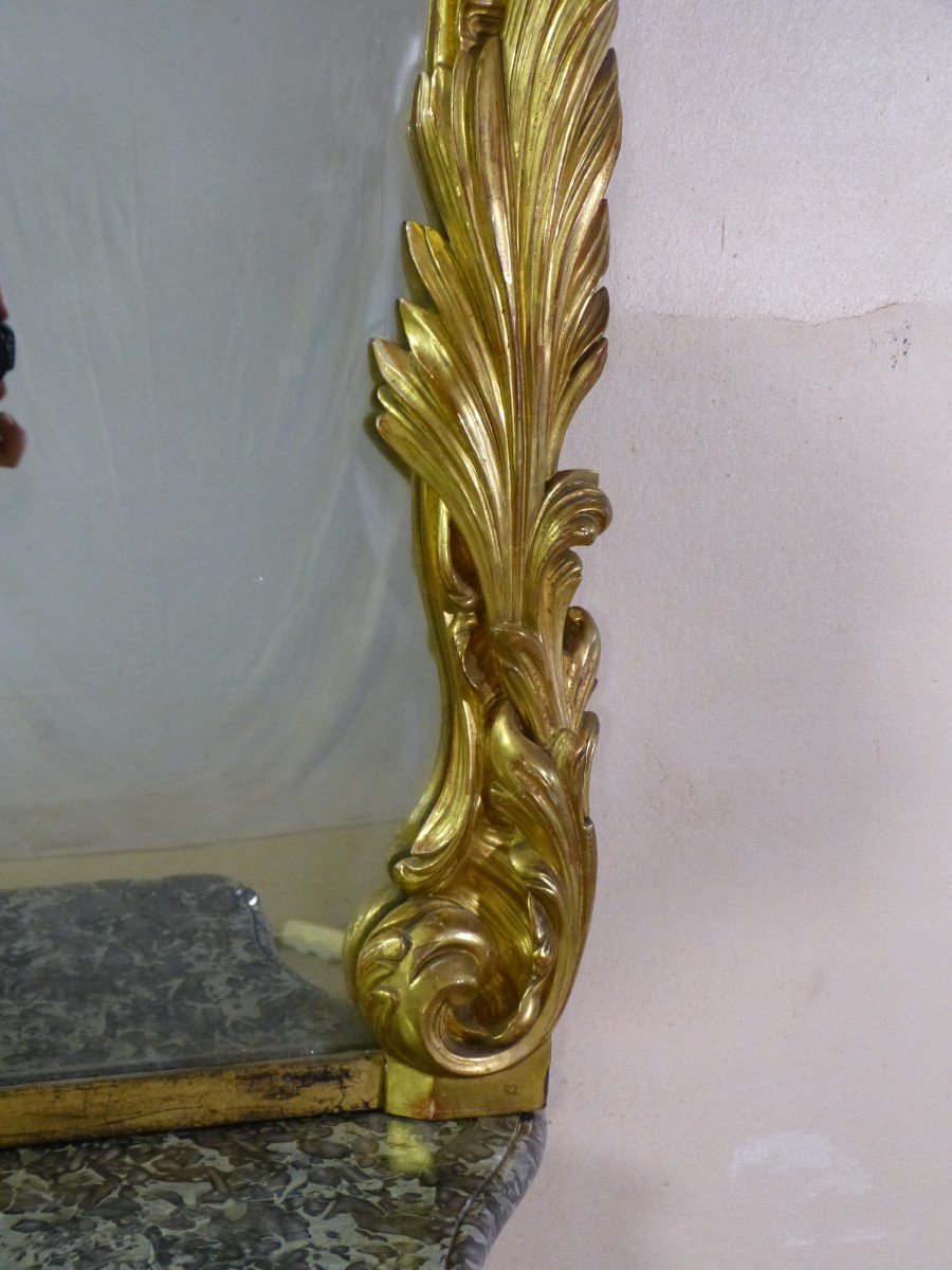 Console And Its Golden Wood Mirror Italy 18th H 274 Cm-photo-5