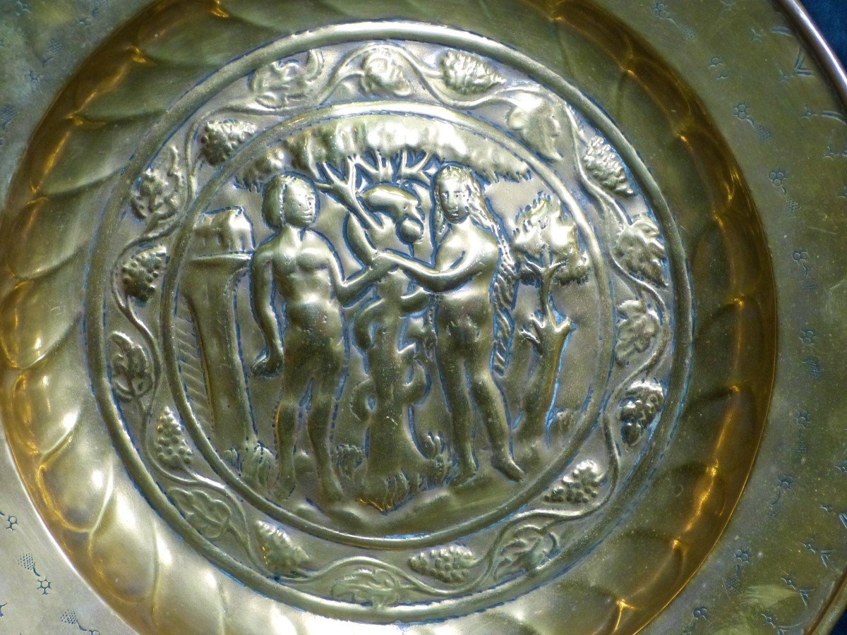 Offering Dish 17th Adam And Eve Germany Nuremberg 43 Cm-photo-2