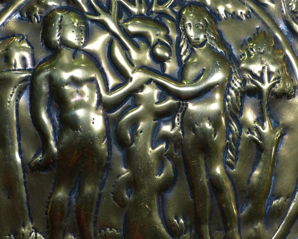 Plat à Offrande 17ème Adam Et Eve Allemagne Nuremberg 43 Cm-photo-2