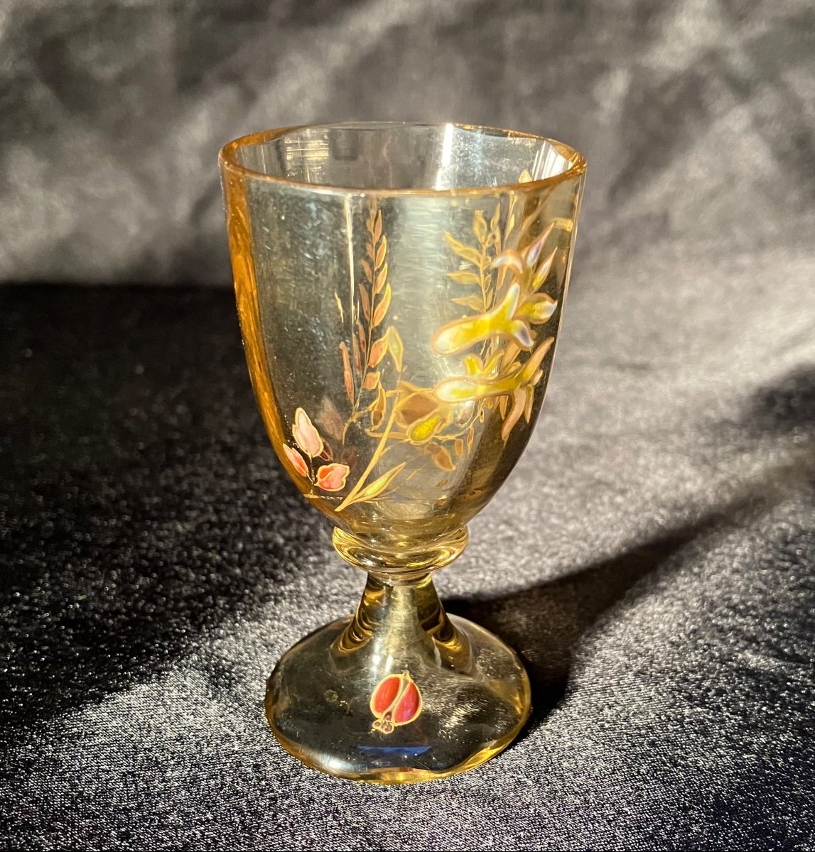 émile Gallé, Rare Small Crystal Glass Flowers And Ladybug-photo-4