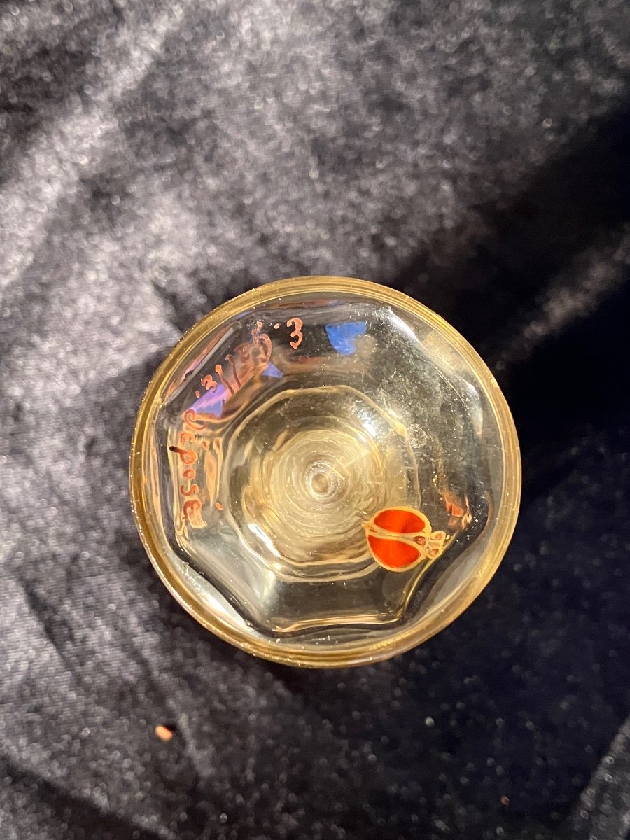 émile Gallé, Rare Small Crystal Glass Flowers And Ladybug-photo-5