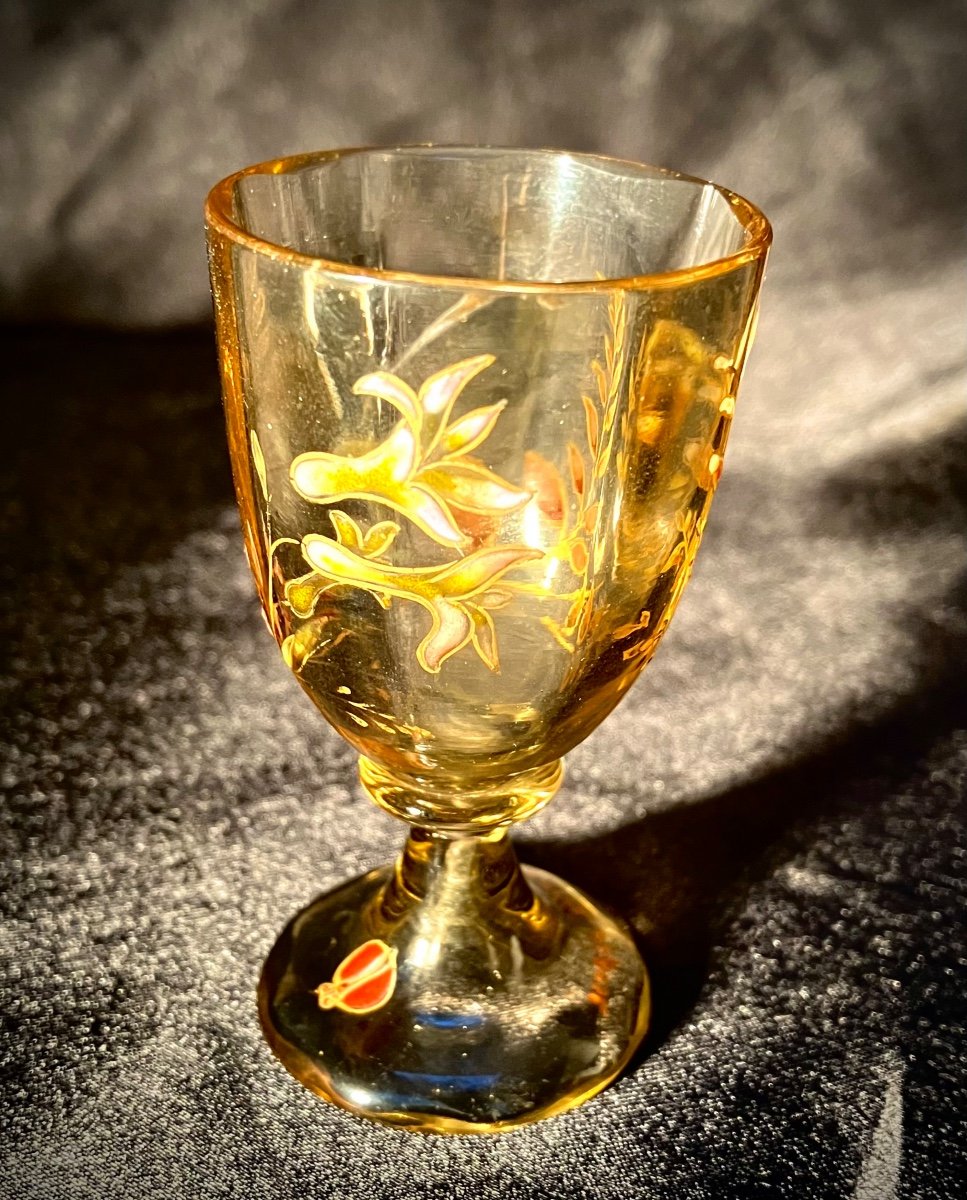 émile Gallé, Rare Small Crystal Glass Flowers And Ladybug
