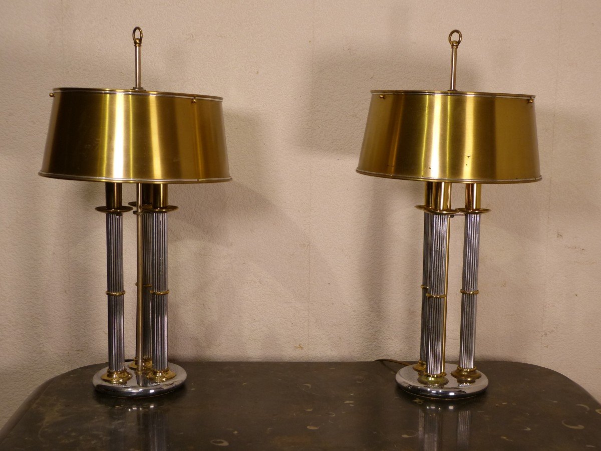 Pair Of Large Dlg Bouillotte Lamps Maison Baguès 68 Cm 20th Century Period-photo-4