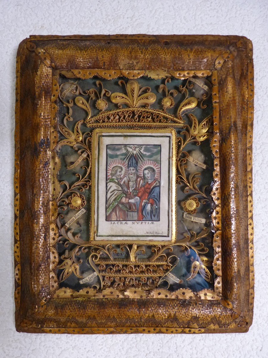 Reliquary Paperolles Straw Marquetry Frames 18th-photo-4