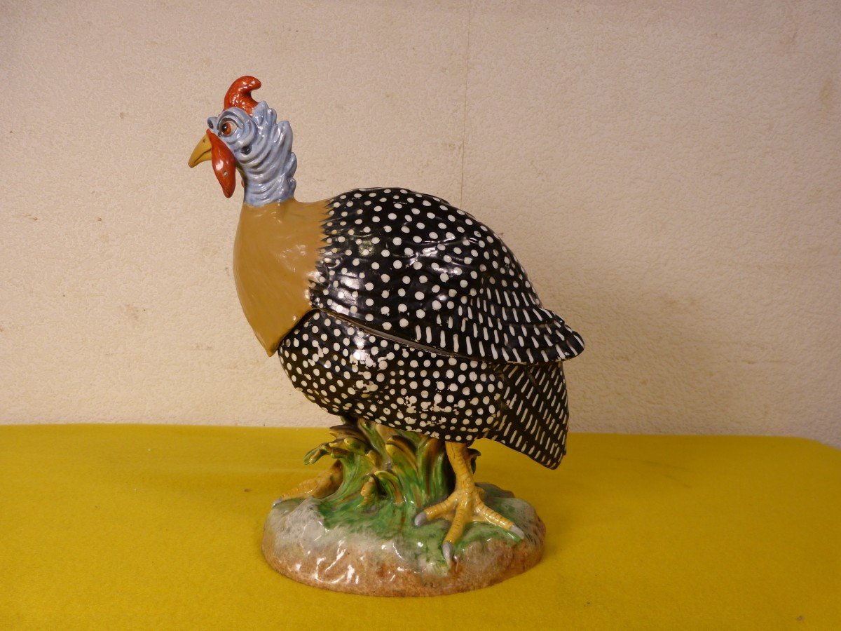 Jacob Petit Terrine In Trompe l'Oeil Guinea Fowl Porcelain Paris 19th-photo-4