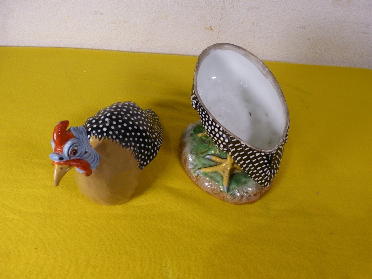 Jacob Petit Terrine In Trompe l'Oeil Guinea Fowl Porcelain Paris 19th-photo-3