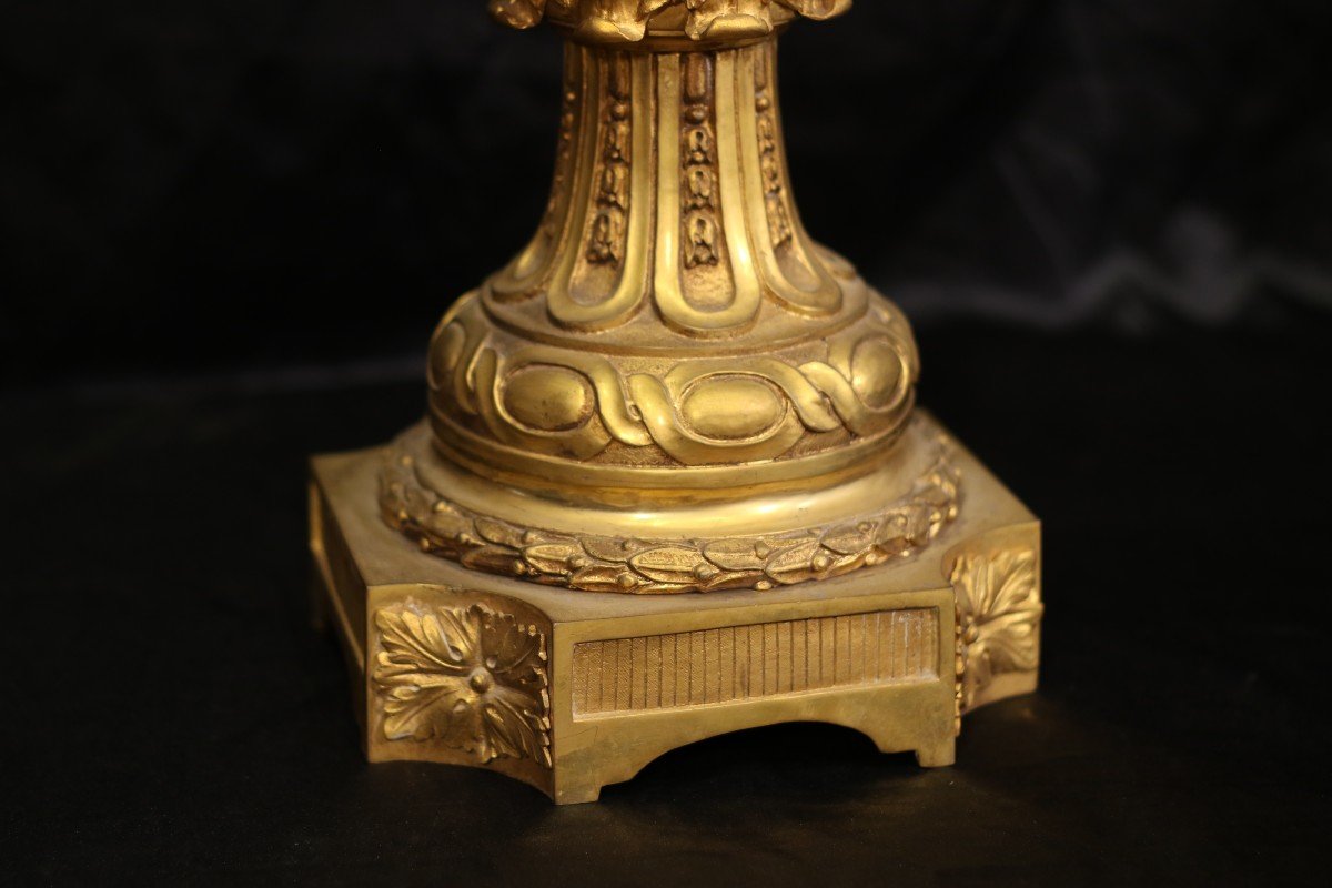 Important Pair Of Napoleon III Candelabra 102 Cm Gilt Bronze Porcelain Crystal-photo-3