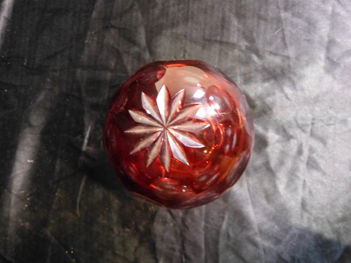 Red And White Cut Crystal Staircase Ball 19th