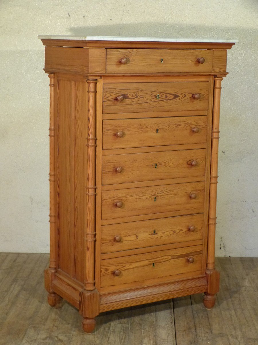 Semainier In Pitchpin Bathroom Furniture Early 20th