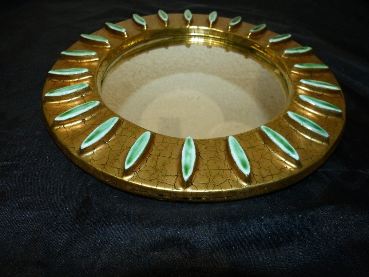 Mithé Espelt Lunel Rare Miroir Circulaire Fond Or-photo-2