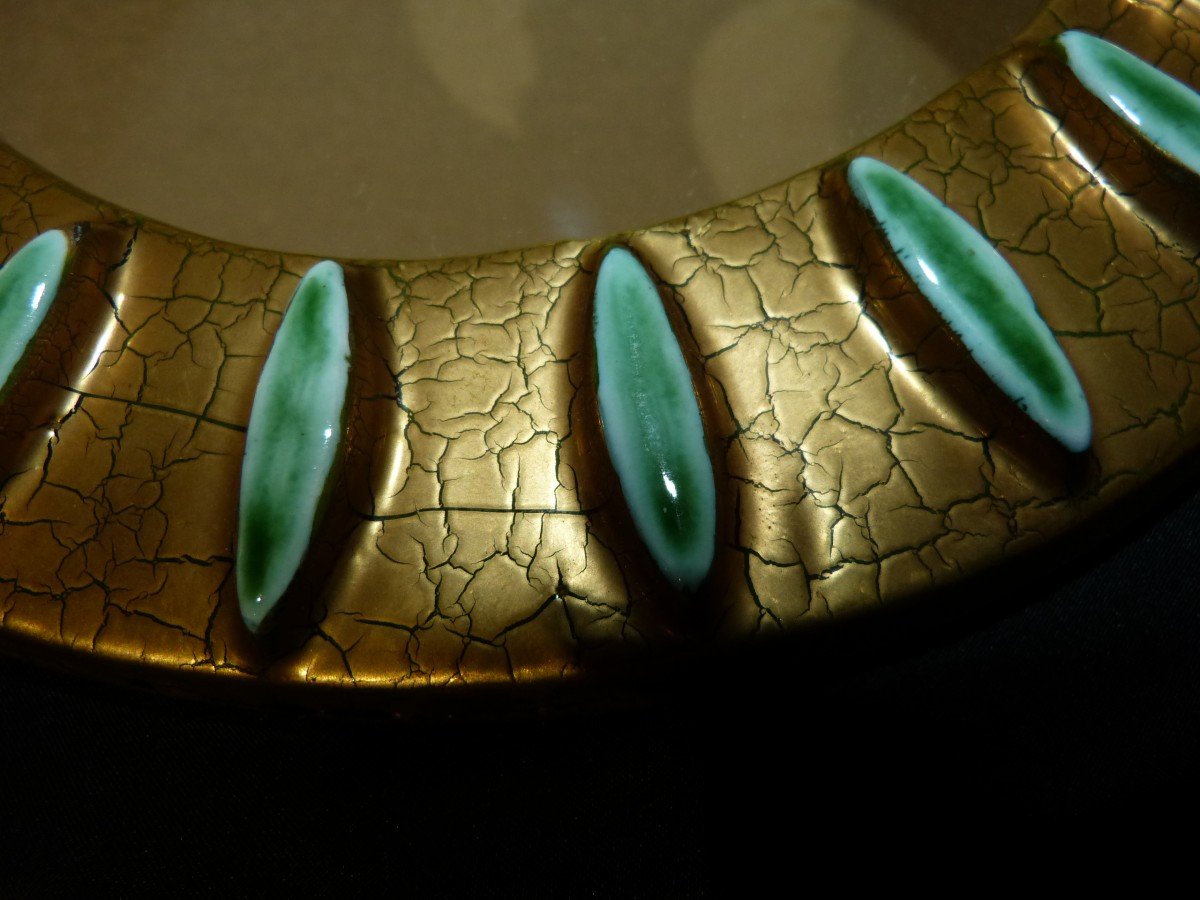 Mithé Espelt Lunel Rare Miroir Circulaire Fond Or-photo-3