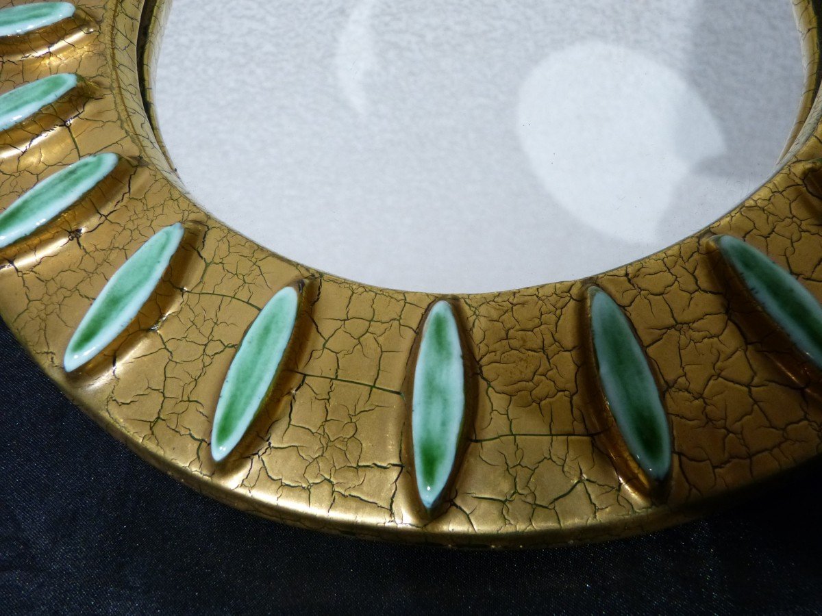 Mithé Espelt Lunel Rare Miroir Circulaire Fond Or-photo-4
