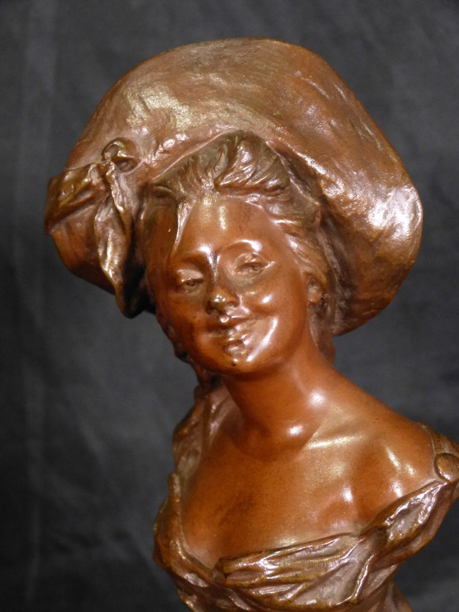 Georges Van Der Straeten, 2 Art Nouveau Bronze Busts-photo-1