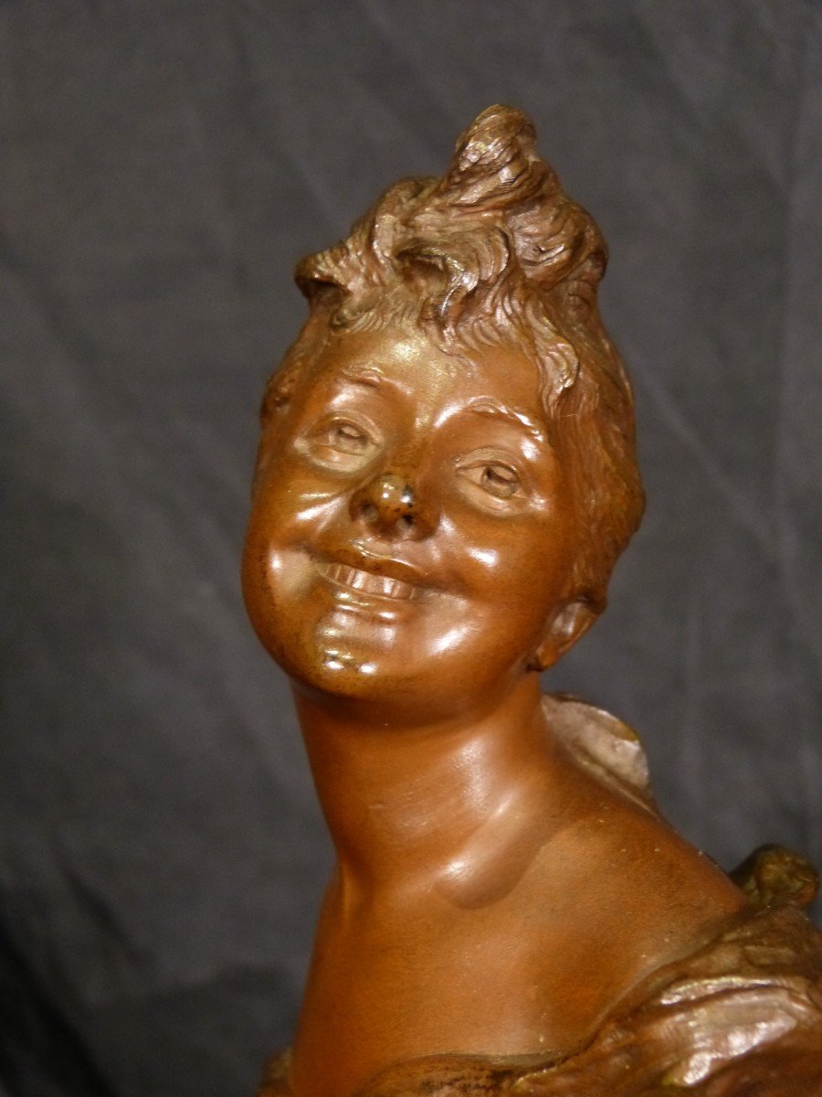 Georges Van Der Straeten, 2 Art Nouveau Bronze Busts-photo-4