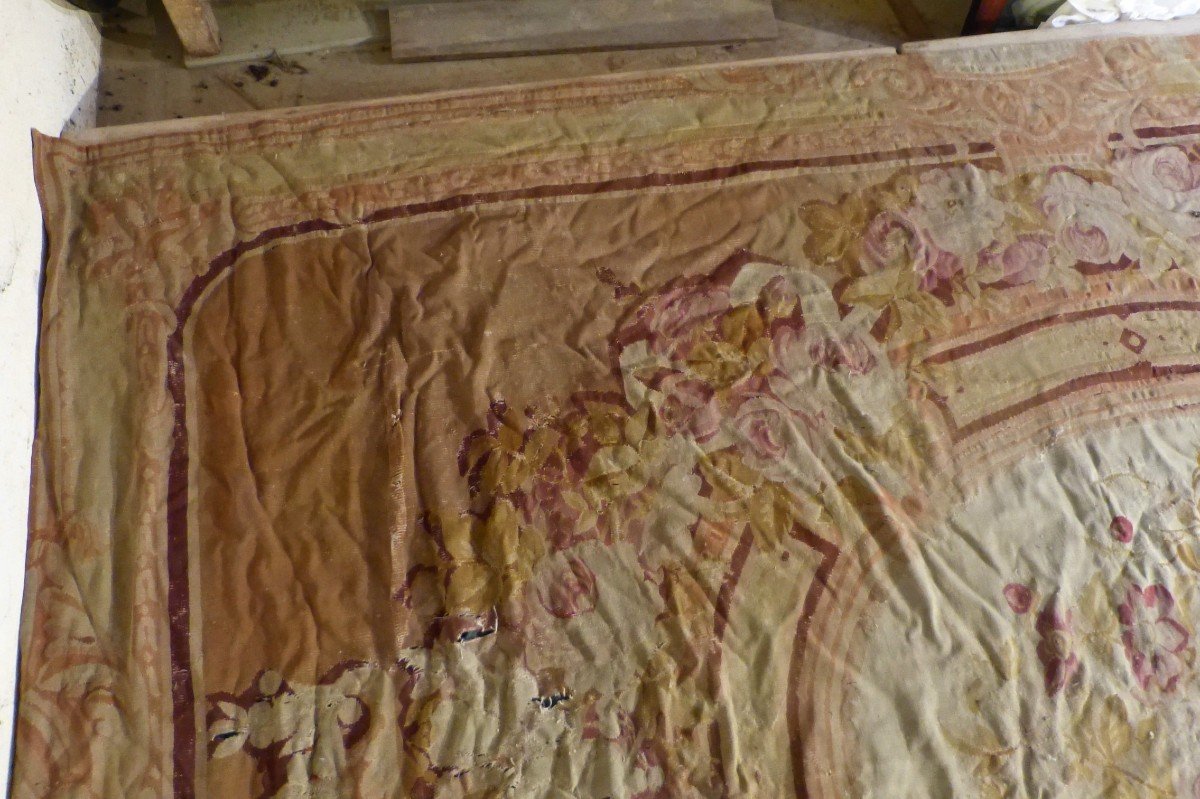 Grand Tapis Aubusson Napoléon III à Restaurer 415 X 290 Cm-photo-3