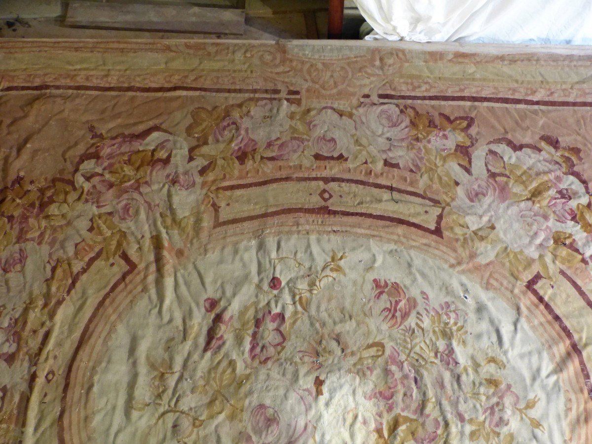 Grand Tapis Aubusson Napoléon III à Restaurer 415 X 290 Cm-photo-4